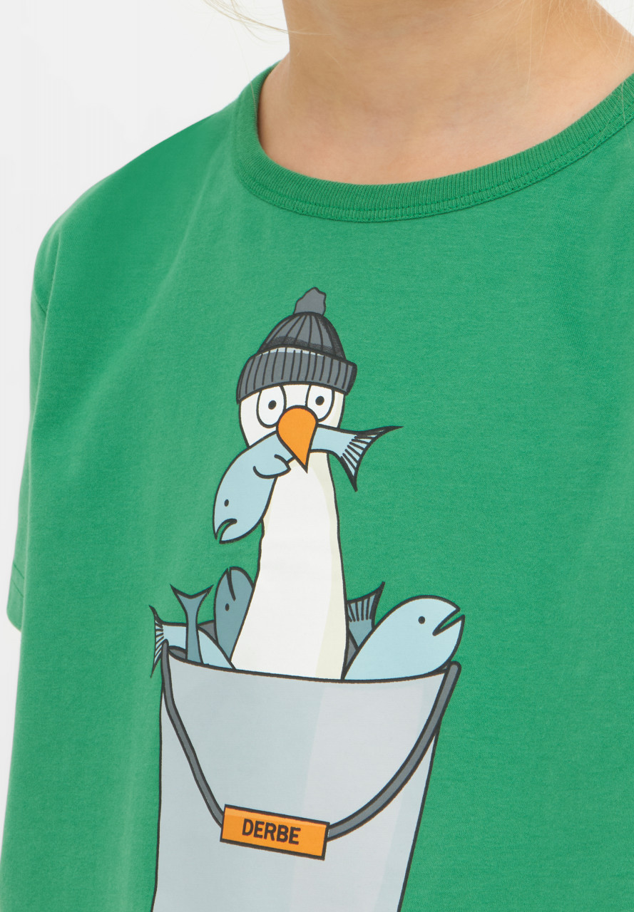 Derbe Kinder T-Shirt Langer Hals Grün
