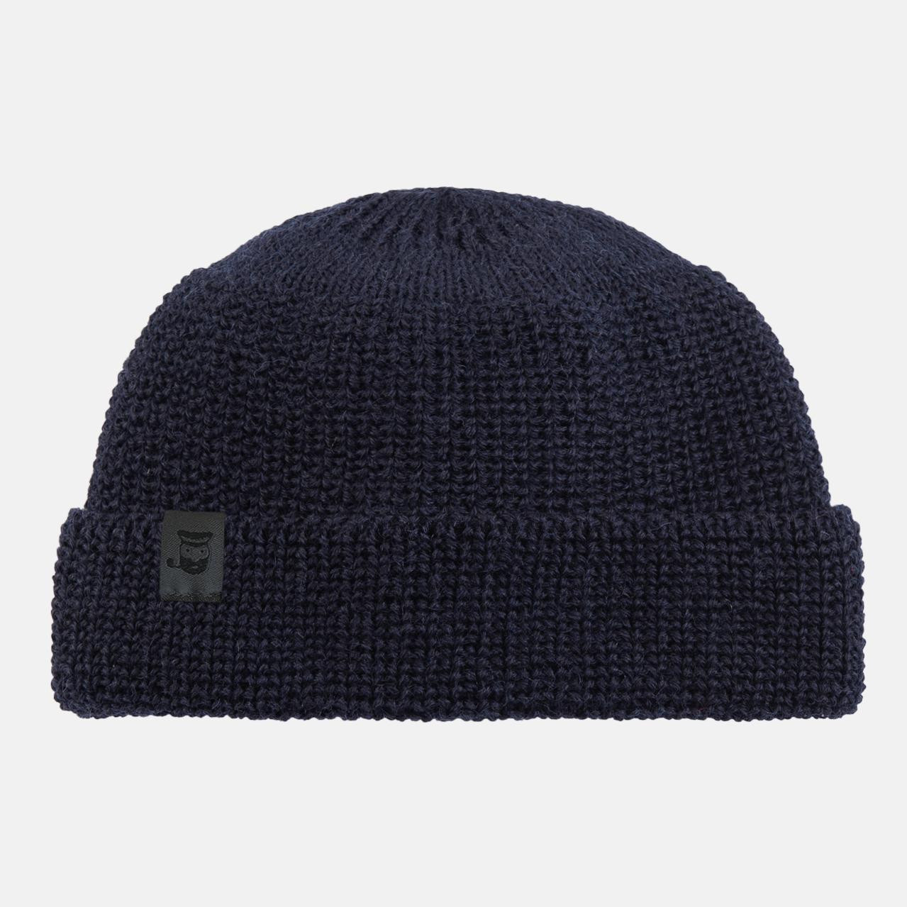 Hanseheld Strickmütze Seebär GOTS Dockermütze Seemannsmütze kurz und flach - Marine