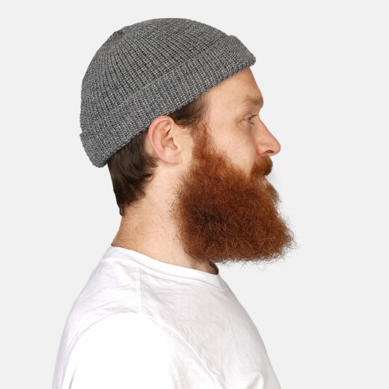 Hanseheld Strickmütze Seebär GOTS Dockermütze Seemannsmütze kurz und flach - Grau