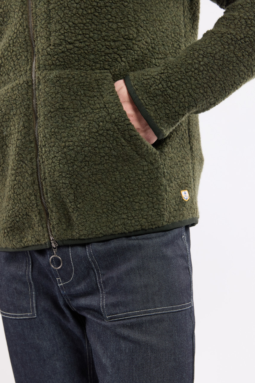 Armor Lux Fleece Jacke Herren Oliv Grün Veste Sherpa Wollmischung
