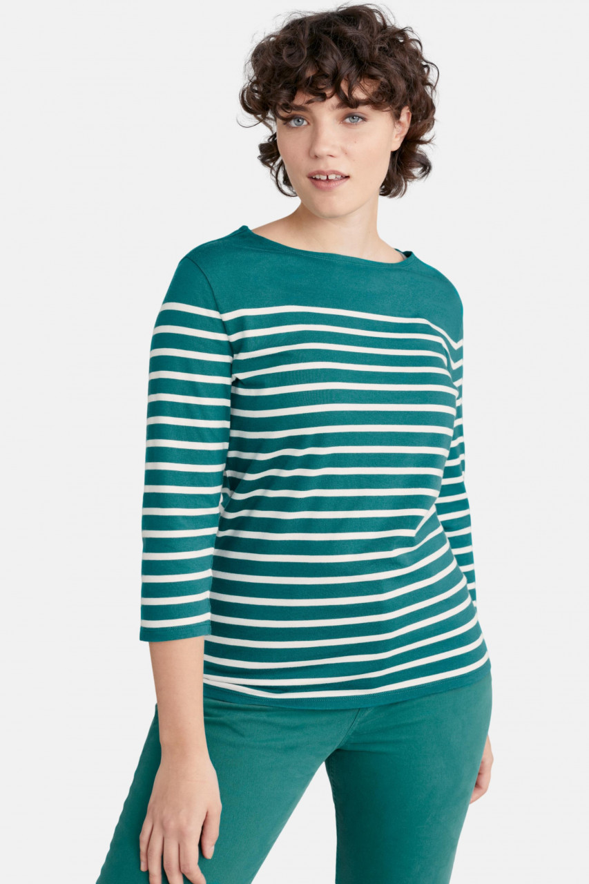 Seasalt Cornwall Sailor Top Damen Streifenshirt Falmouth Breton Studio Green Chalk Petrol Grün