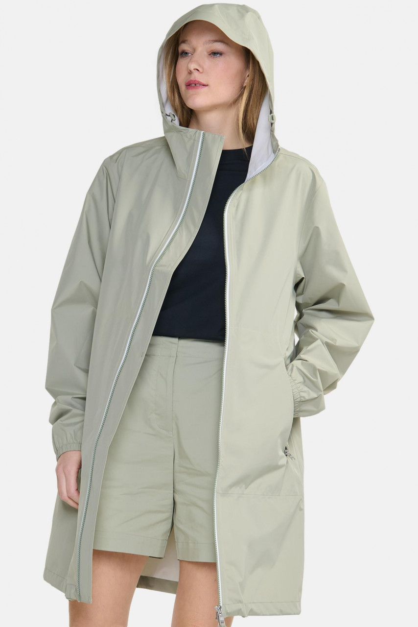 Aigle Regenjacke Hellgrün Grau Langer Parka Packbar Taupe