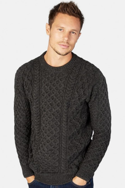 IrelandsEye Aran Blasket Grau Herren Pullover Graphite