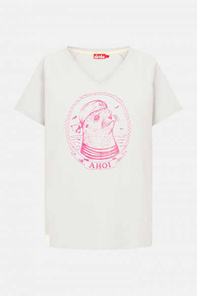 Derbe Matrosenrobbe Damen T-Shirt Weiß Seehund Derbe Matrosenrobbe Damen T-Shirt Weiß Seehund