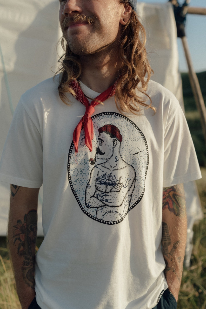 LAKOR T-Shirt Carnage Herren Weiß Seemann Pfeife