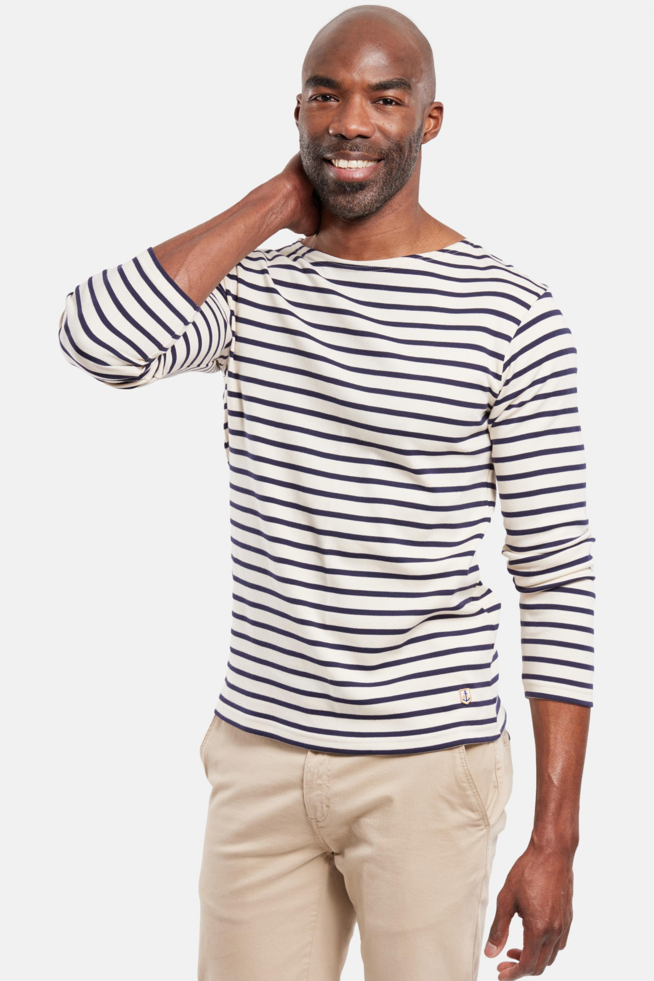 Streifenshirt Natur Blau Gestreift  von Armor Lux - Model-Foto