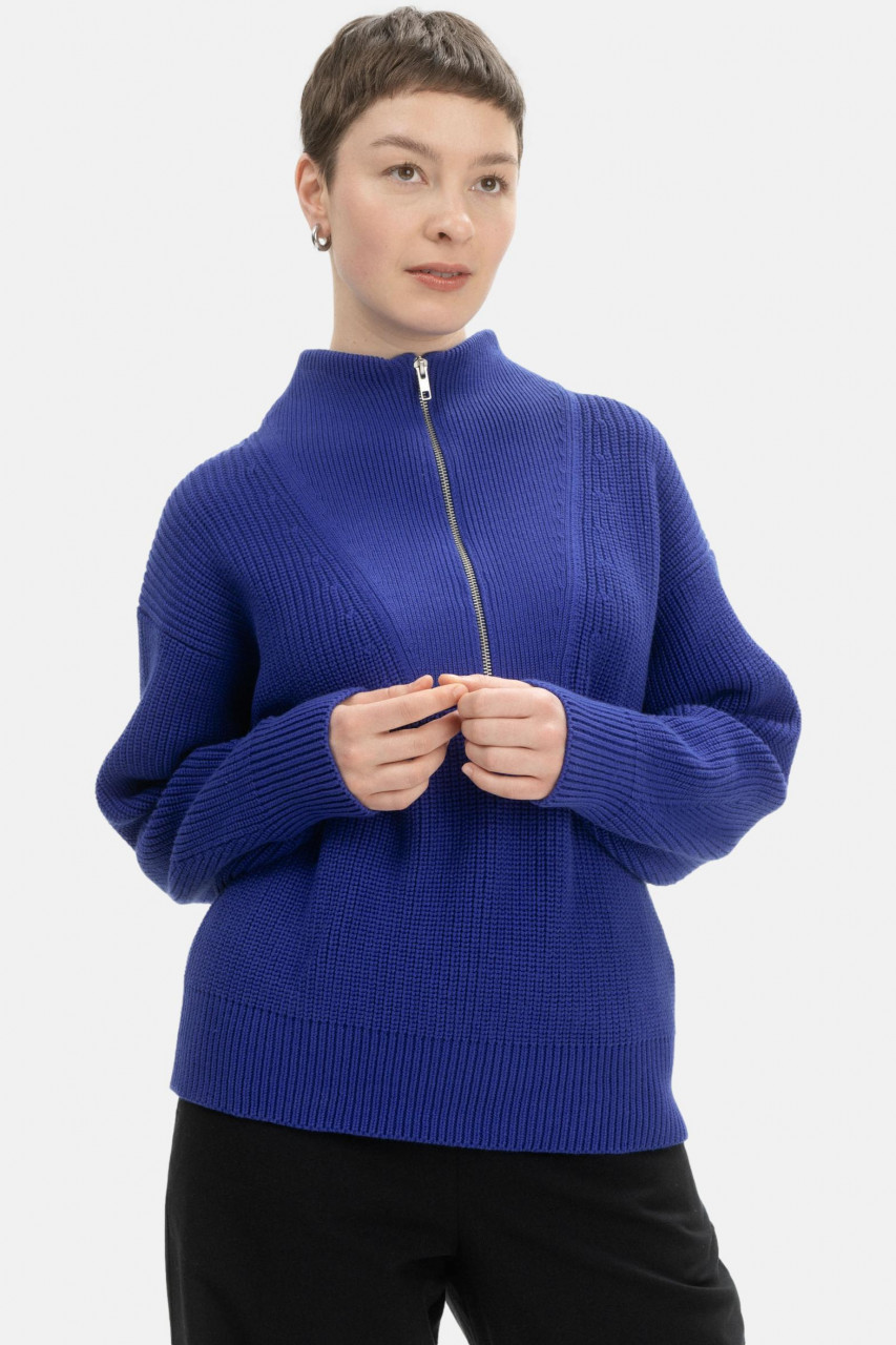 MELA Rippstrick Troyer KIMAYA Damen Blau Bold Baumwolle GOTS Organic