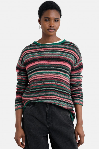 Seasalt Cornwall Pullover Fruity Damen Oliv Grün Orange Beige Gestreift