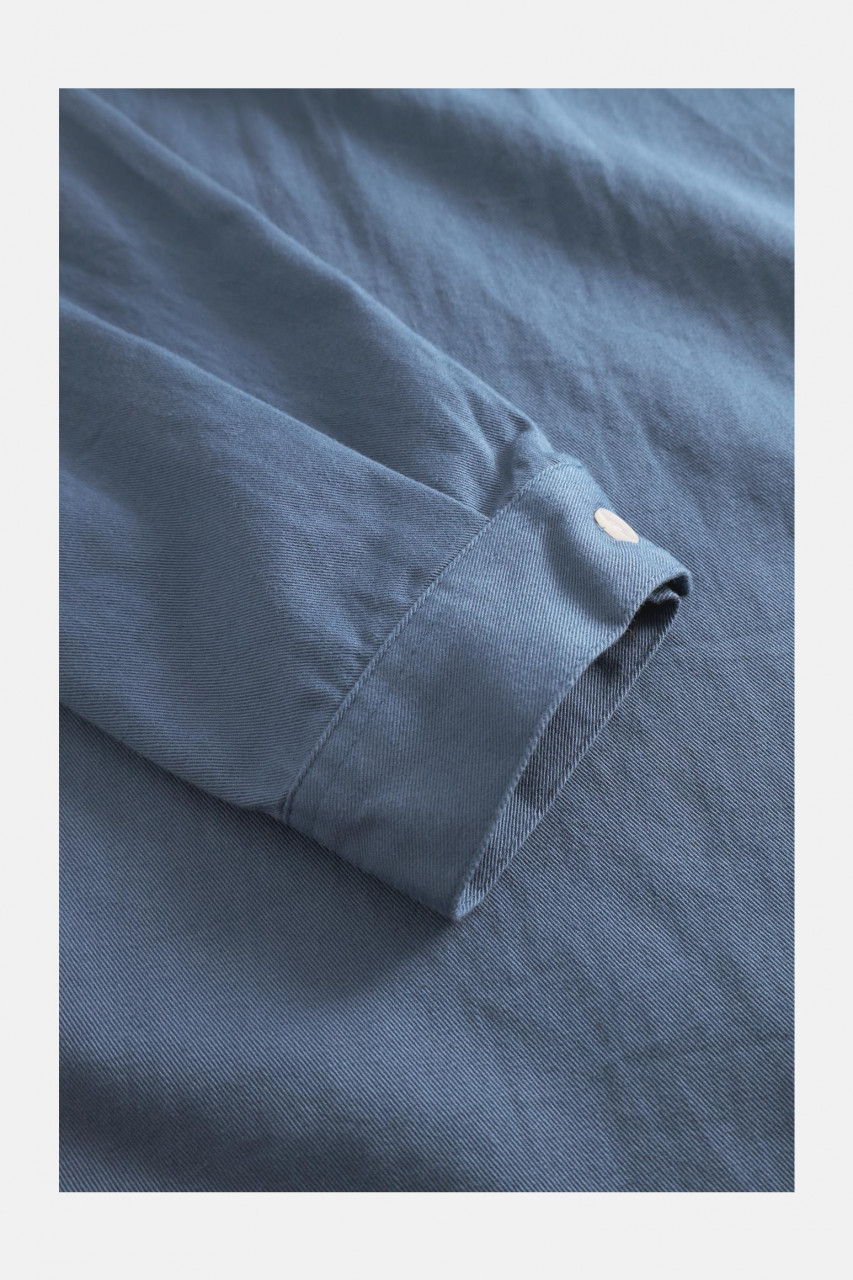 Hanseheld Fischerhemd Jeans Blau Uni GOTS Organic