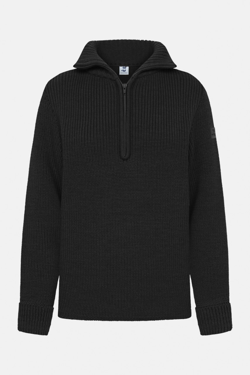 Damen Troyer Merino Wolle Schwarz GOTS