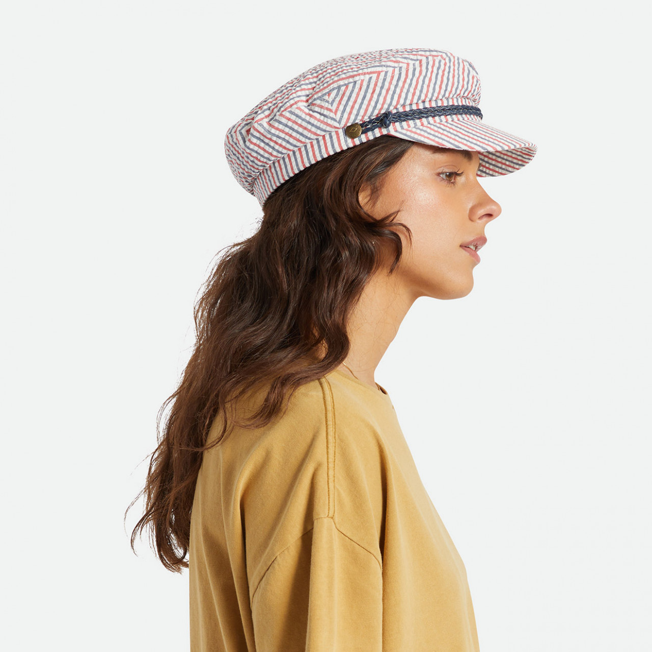 Brixton Ashland Cap Weiß Rot Blau Gestreift Crimson Joe Blue