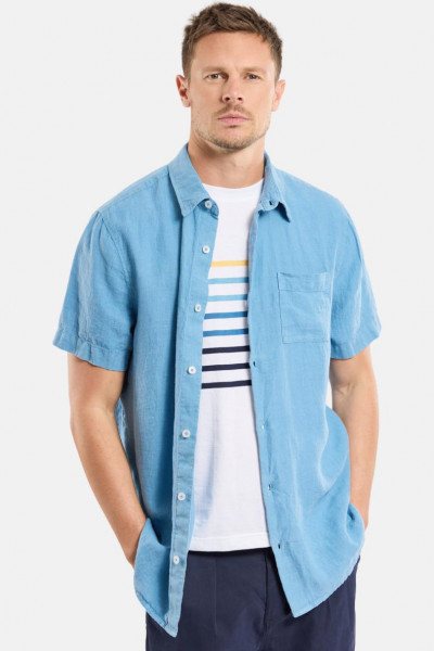 Armor Lux Kurzarm Hemd Herren Hellblau Türkis Comfort
