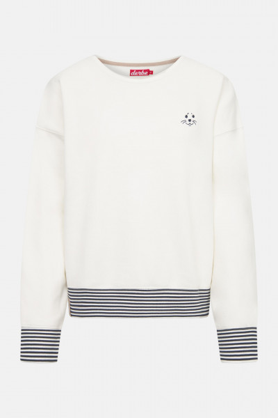 Derbe Sweatshirt Robbenschnute Striped Damen Weiß Crewneck