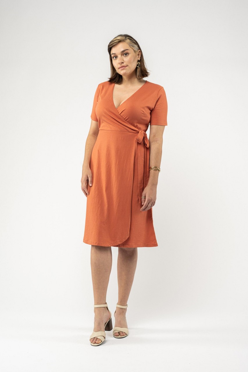 MELA Mohana Damen Jersey Kleid Terracotta Orange