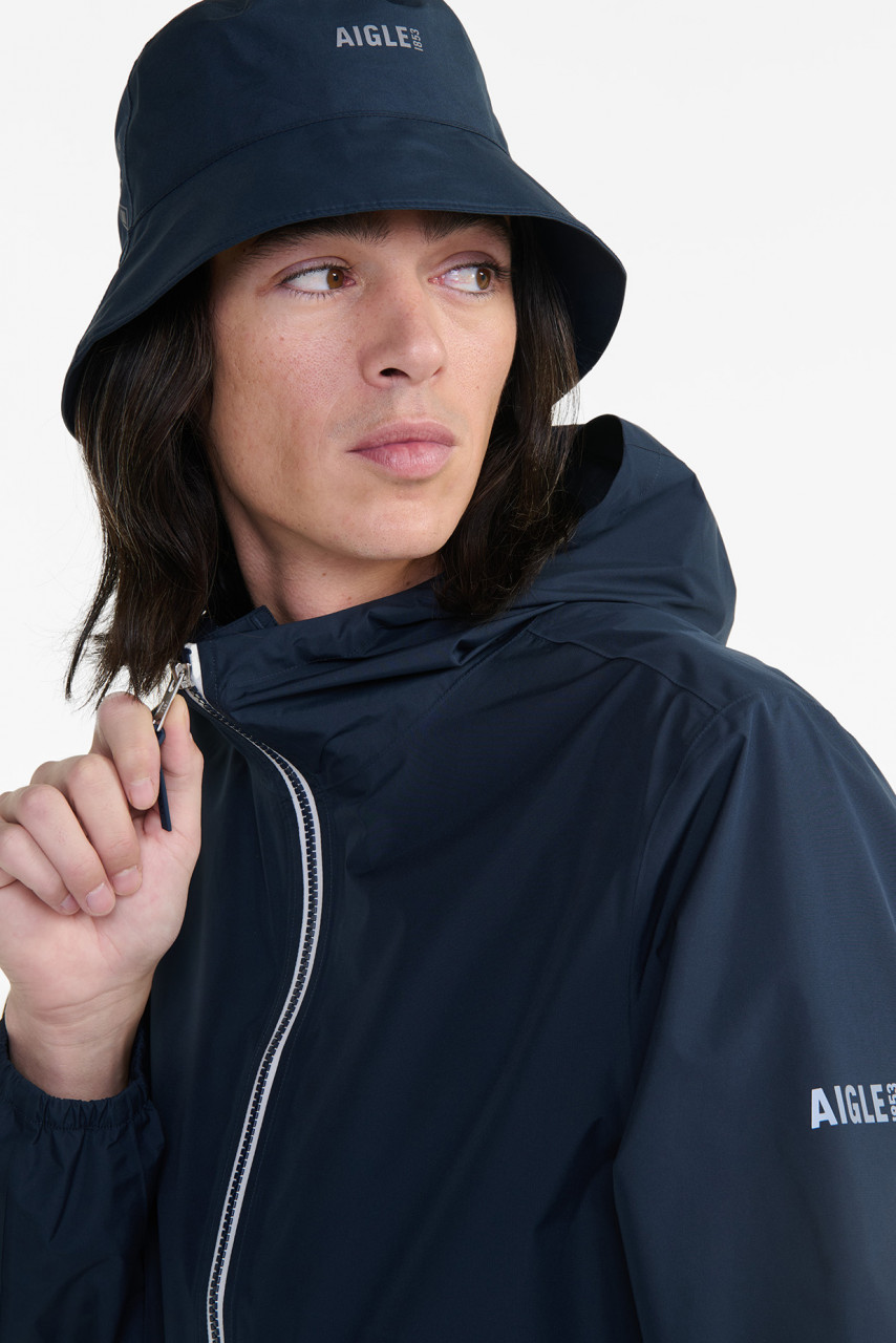 Aigle Regenjacke Dunkelblau Langer Parka Packbar Navy
