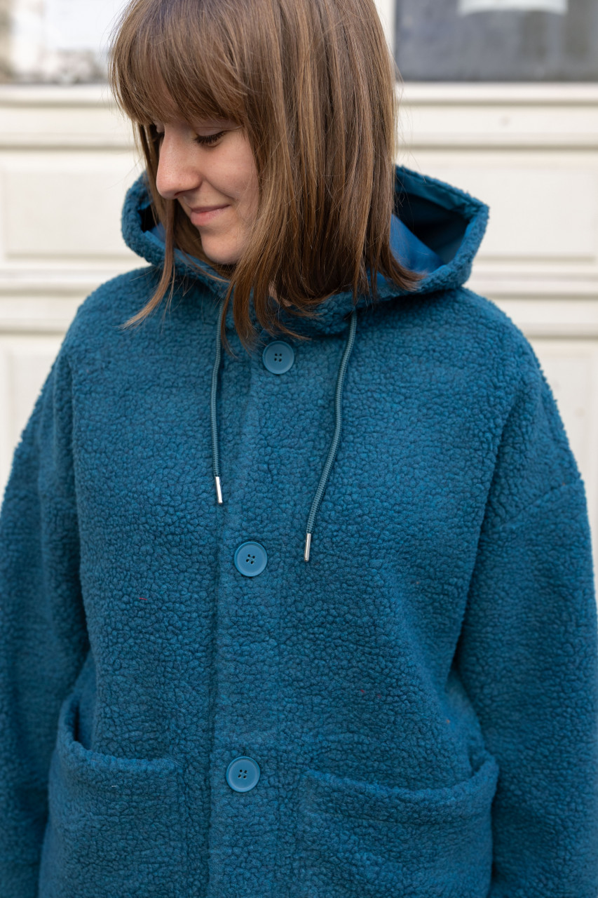 Danefae Fleecejacke Danewillow Damen Petrol Türkis Teddy Kapuze