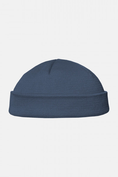 Hanseheld Strickmütze Seebär Baumwolle Dockermütze kurz flach - Jeans Blau