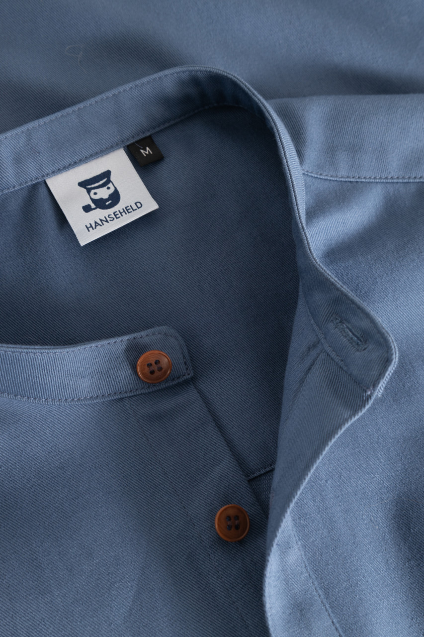 Detailansicht von Stehkragen-Hemd  Jeans-Blau für Herren von Hanseheld