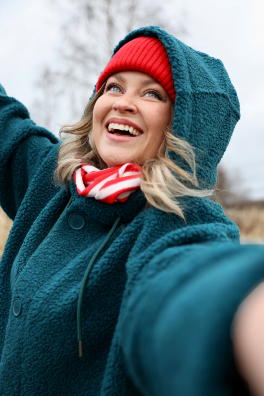 Danefae Fleecejacke Danewillow Damen Petrol Türkis Teddy Kapuze