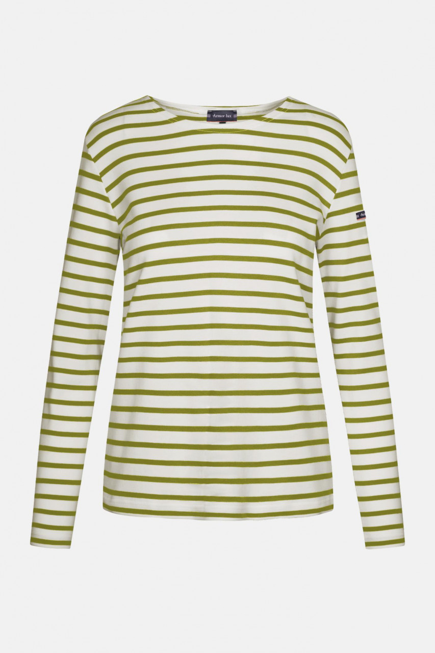 Armor Lux Lesconil Weiß Oliv Grün Damen Streifenshirt Nature Green Moss