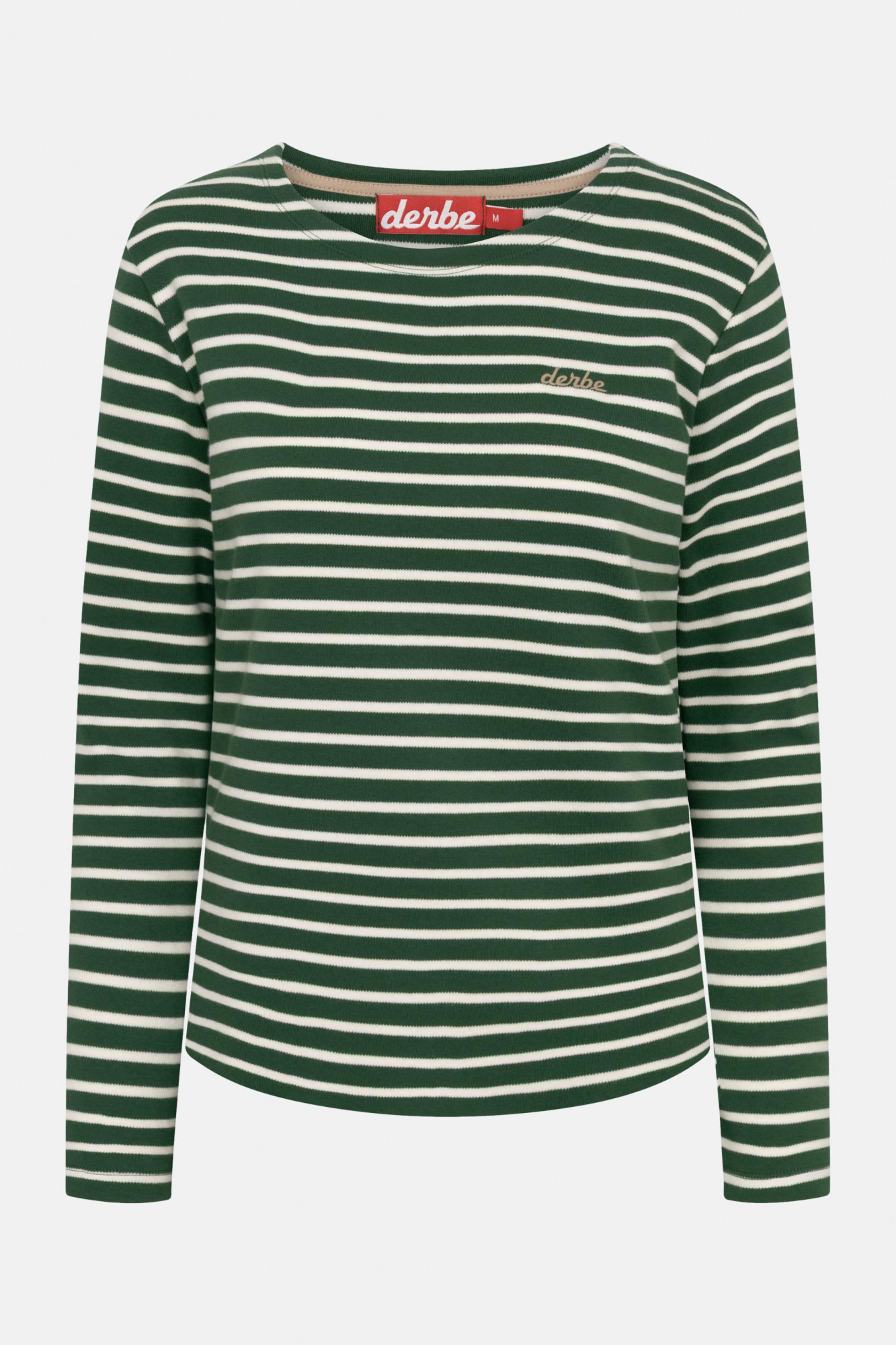Derbe Streifenshirt Interstriped Damen Grün Weiß Langarmshirt GOTS Organic