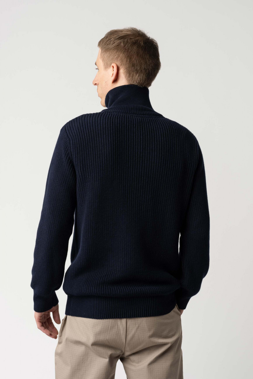 MELA Rippstrick Troyer UDAI Pullover Navy Dunkelblau Baumwolle Nachhaltig
