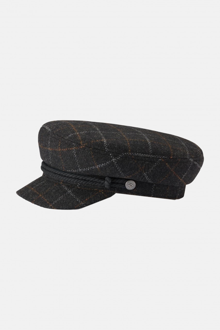 Brixton Fiddler Cap Dark Brick Schwarz Braun Kariert Elbsegler