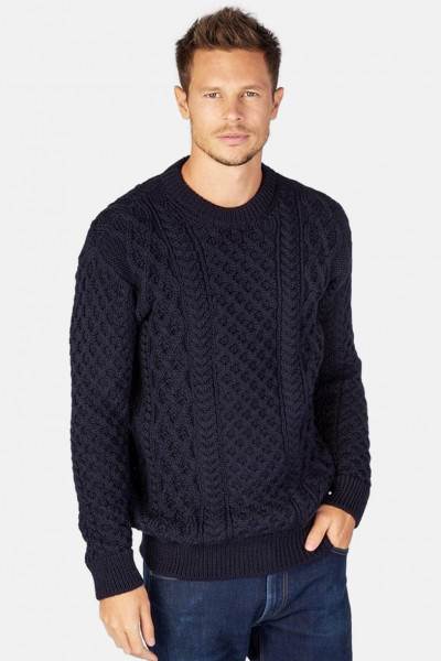 IrelandsEye Aran Blasket Blau Herren Pullover Navy Marine