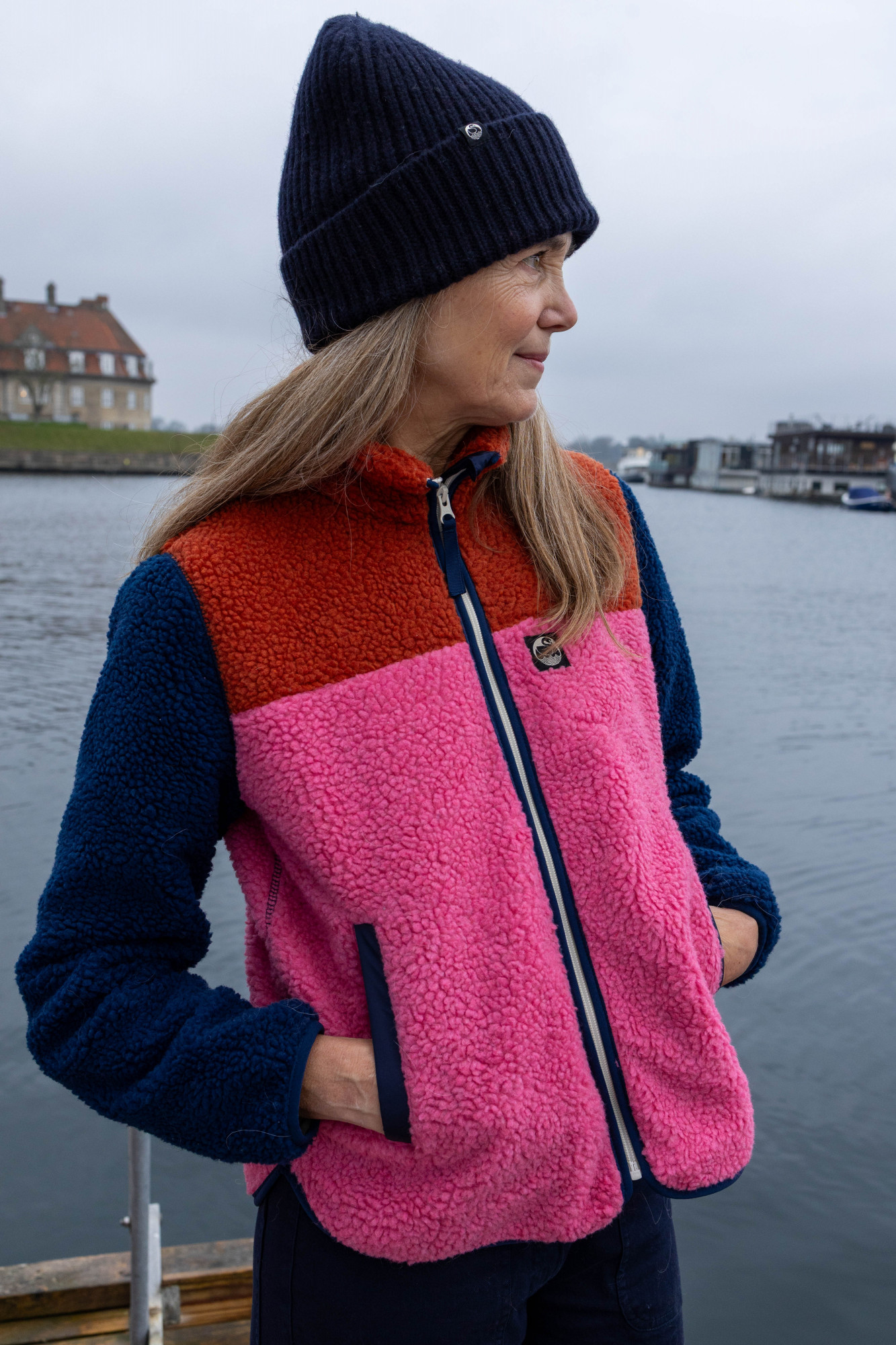 Danefae Danebirk Fleecejacke Pink Rot Dunkelblau