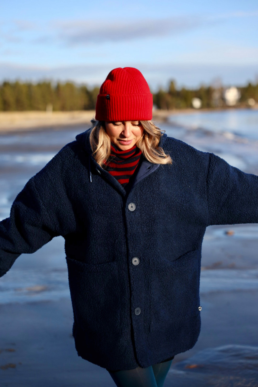 Danefae Fleecejacke Danewillow Damen Dunkelblau Teddy Kapuze