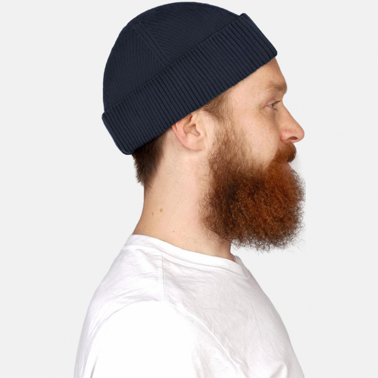 Hanseheld Strickmütze Seebär Rippstrick Blau Dockermütze Baumwolle GOTS Organic