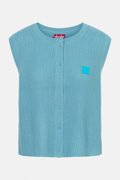 Derbe Strickpullover Basic Strick Vest Damen Hellblau Weste