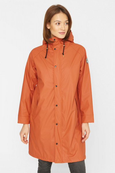 kk Derbe Friese Wittby Damen Regenjacke Pinstripe Burnt Ochre Rostrot Derbe Friese Wittby Damen Regenjacke Pinstripe Burnt Ochre Rostrot