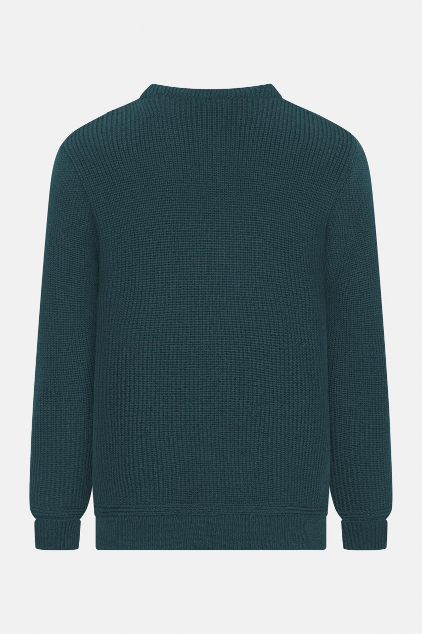 Hanseheld Strickpullover Schurwolle Atlantik Grün GOTS Organic