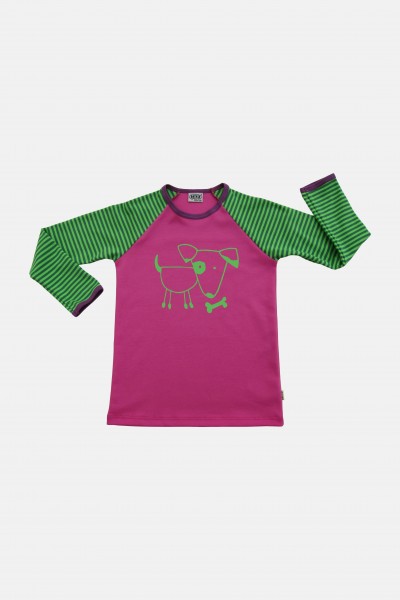 Langarmshirt Ringelärmel Motiv Hund mit Knochen
