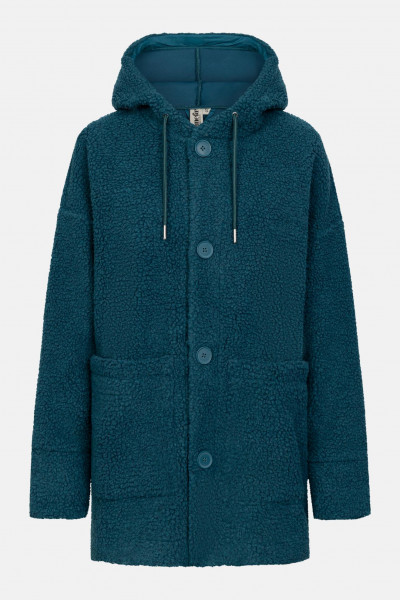 Danefae Fleecejacke Danewillow Damen Petrol Türkis Teddy Kapuze