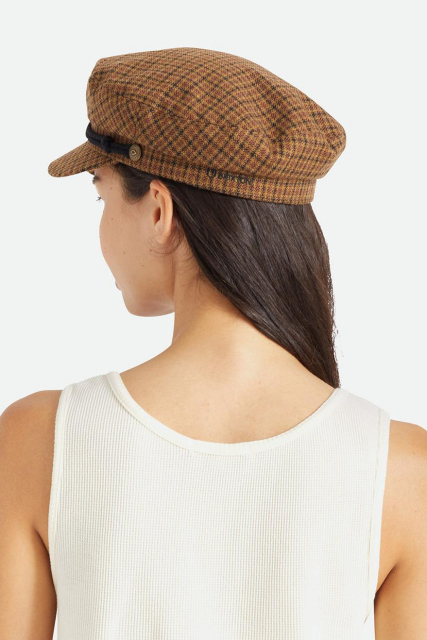 Brixton Fiddler Cap Elbsegler Caramel Black Kariert Beige Hellbraun Schwarz