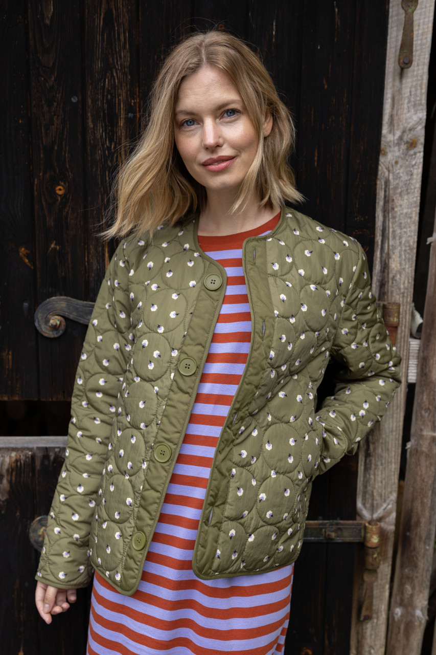 Danefae Daneland Steppjacke Oliv Grün Blumen Floral Übergangsjacke