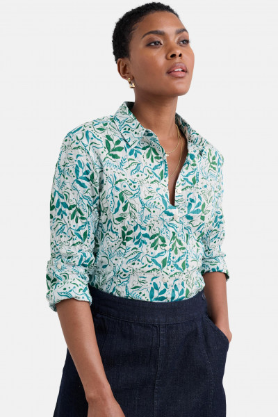 Seasalt Cornwall Larissa Damen Bluse Türkis Grün Blätter Erbsen Seasalt Cornwall Larissa Damen Bluse Türkis Grün Blätter Erbsen