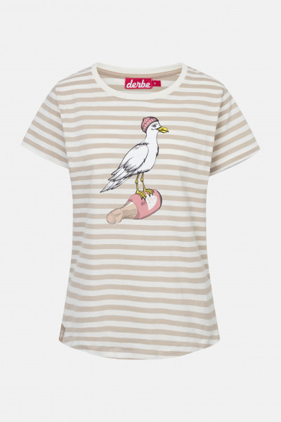 Derbe T-Shirt Sturmmöwin Striped Damen Weiß Beige GOTS Organic Derbe T-Shirt Sturmmöwin Striped Damen Weiß Beige GOTS Organic