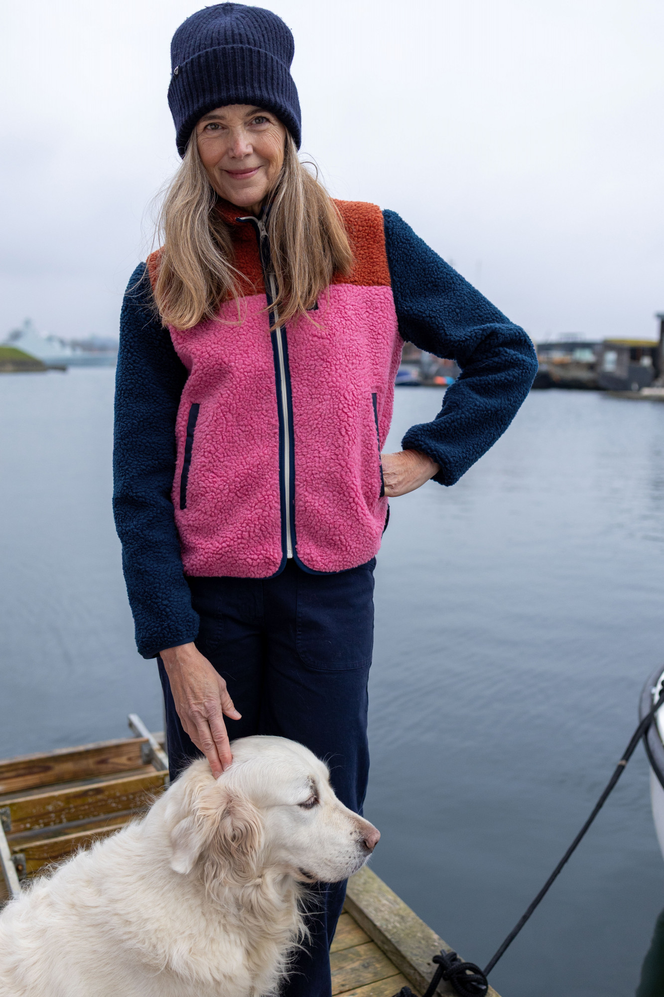 Danefae Danebirk Fleecejacke Pink Rot Dunkelblau