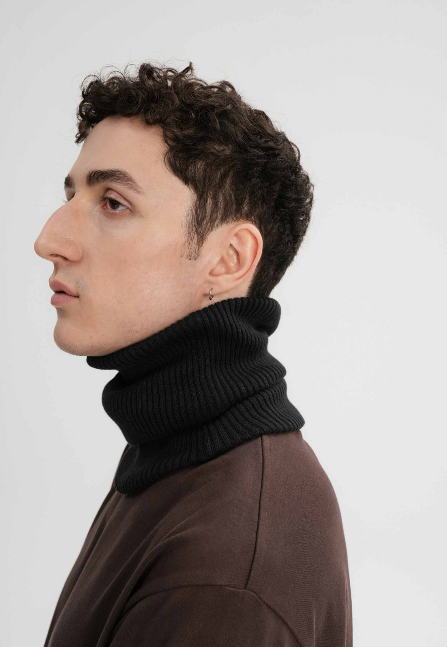 MELA DAIVI Schlauchschal Schwarz Rippstrick Loop