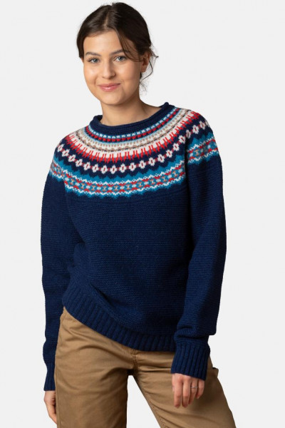 ERIBÉ Pullover Stoneybrek Damen Blau Rot Fairisle