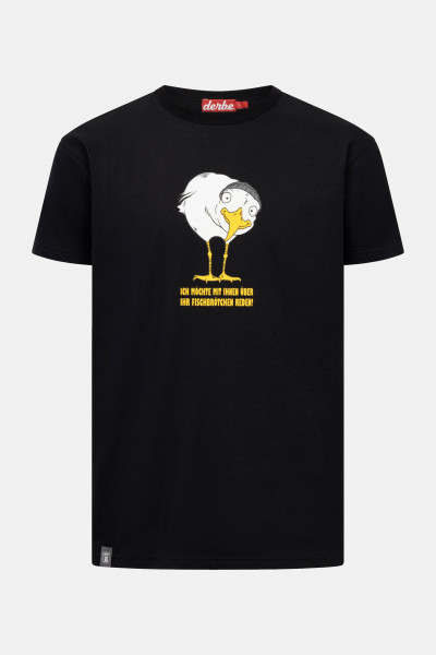Derbe T-Shirt Brötchenmöwe Herren Schwarz GOTS Organic