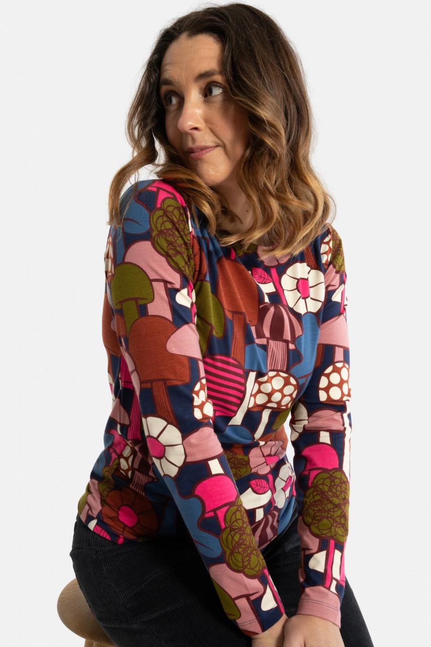Danefae Langarmshirt Daneboat Damen Blau Pink Pilze