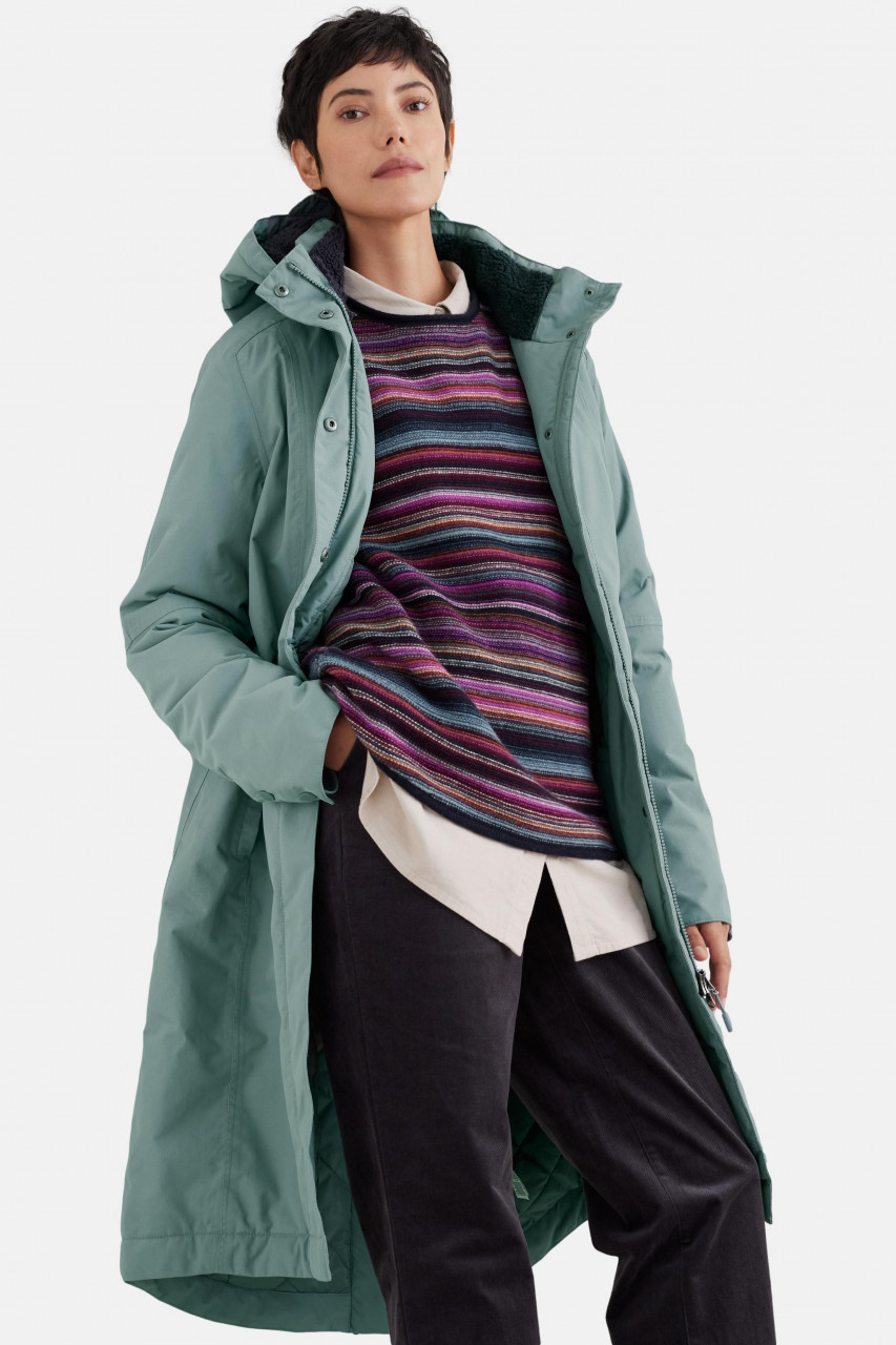 Seasalt Cornwall Regenjacke Janelle Damen Hell Blau Gefüttert Wintermantel