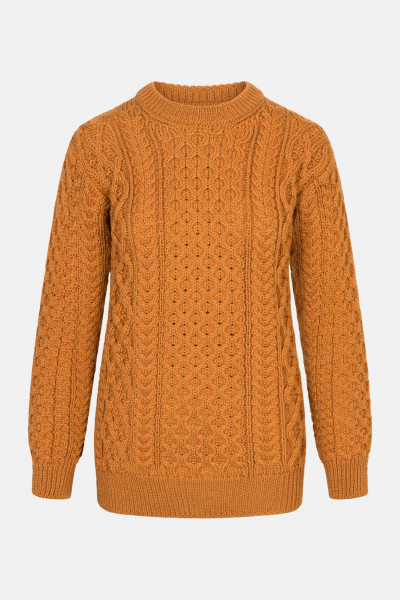 Aran Pullover Blasket Orange Golden Ochre für Damen von IrelandsEye