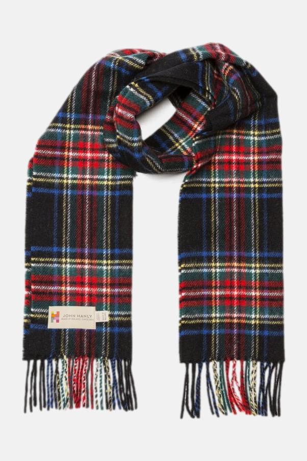 John Hanly Schal Irish Lambswool Blau Rot Grün Kariert Tartan