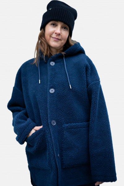 Danefae Fleecejacke Danewillow Damen Dunkelblau Teddy Kapuze