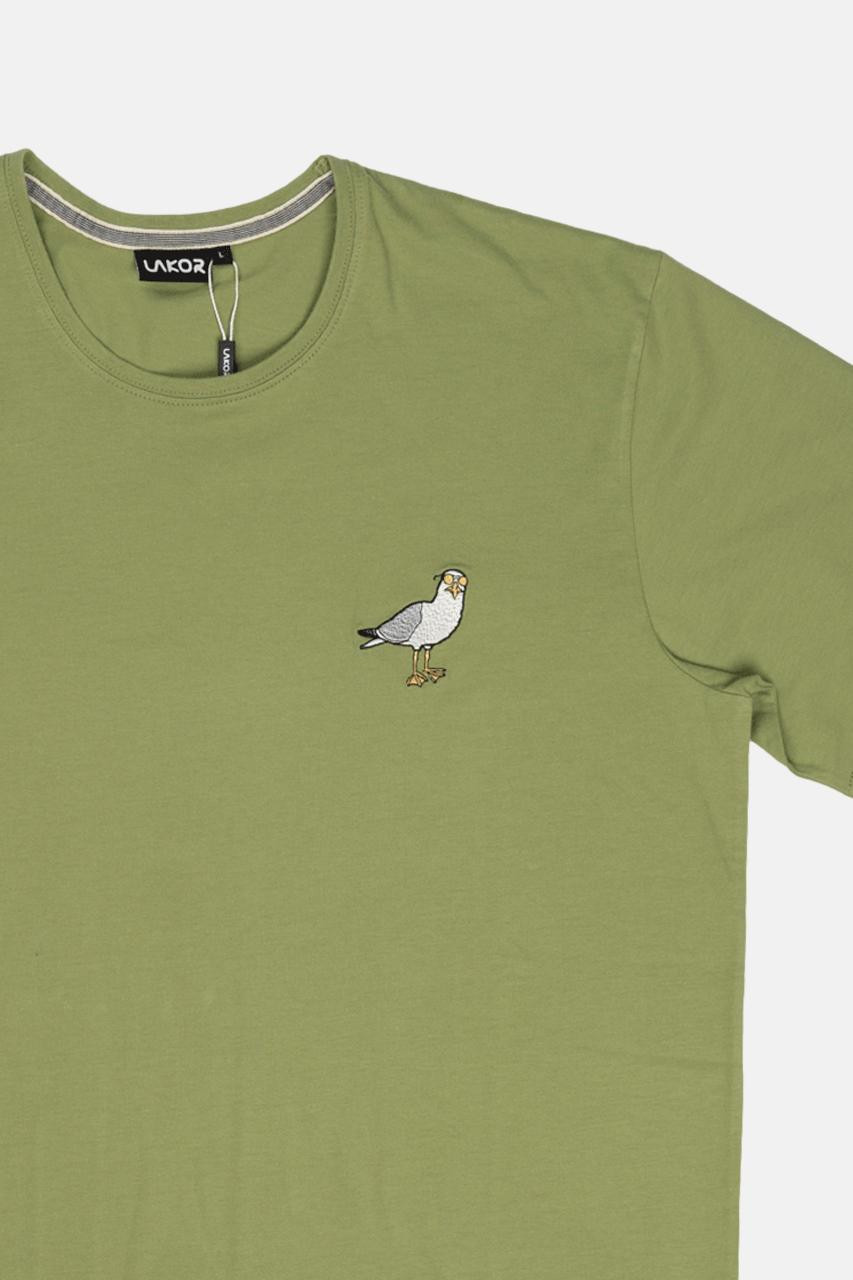 LAKOR T-Shirt Sunglass Seagull Herren Oliv Grün Möwe